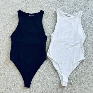 Zara set of Black and White body suit size xs